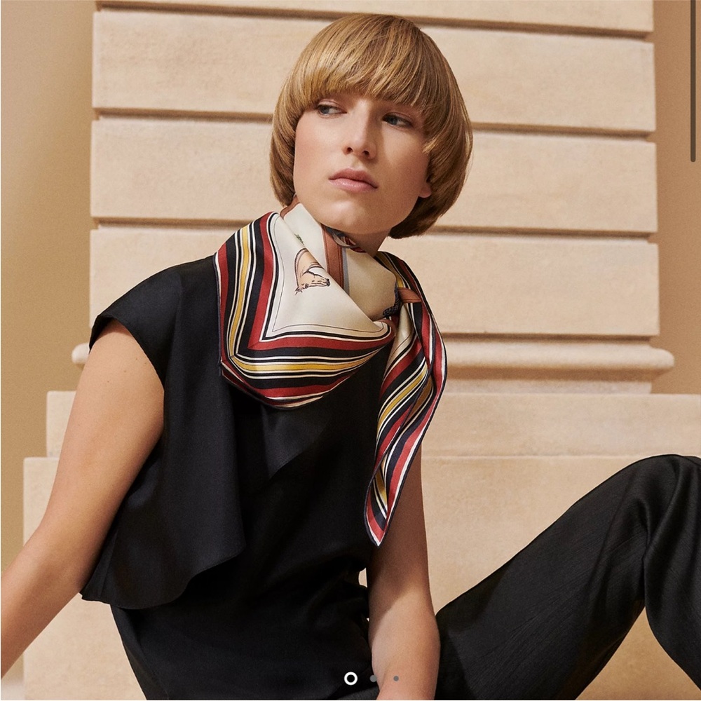 HERMES COUVERTURES ET TENUES DE JOUR FOREVER SCARF 90 SILK TWILL - Picture 7 of 10